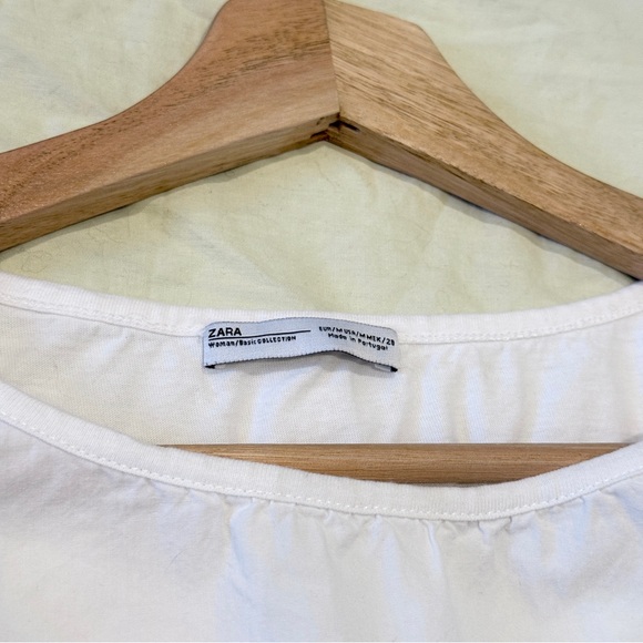 2/$15‼️ Zara Floral Print T-Shirt Bodysuit, White & Black, Size M, Crew Neckline - Picture 8 of 14